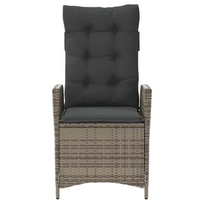 Tuinstoel verstelbaar met kussens poly rattan grijs Tuinstoel verstelbaar met kussens poly rattan grijs