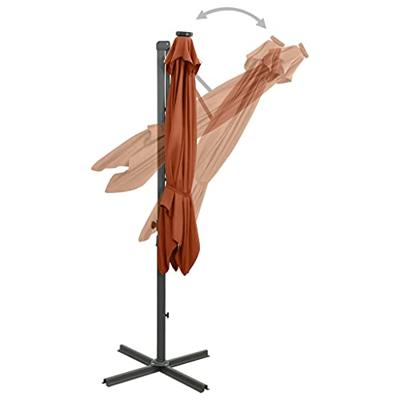 VidaXL Zweefparasol met paal en led-verlichting 300 cm terracottakleur