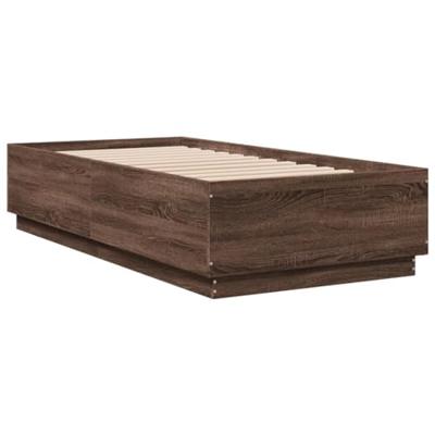 Bedframe met LED-verlichting bruin eikenkleurig 75x190 cm
