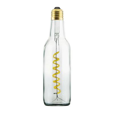 LED lamp in een heldere bierfles en met een spiraalvormige LED gloeidraad E27 fitting