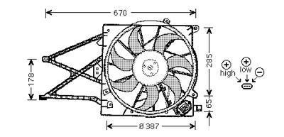 KOELVENTILATOR COMPLEET Derriere Radiateur 3742746
