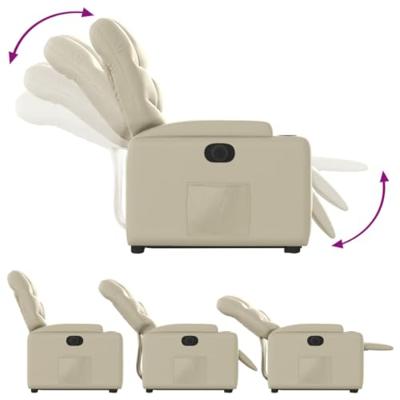 Sta-op-stoel elektrisch kunstleer crèmekleurig