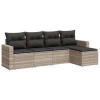 6-delige Loungeset met kussens poly rattan lichtgrijs - thumbnail