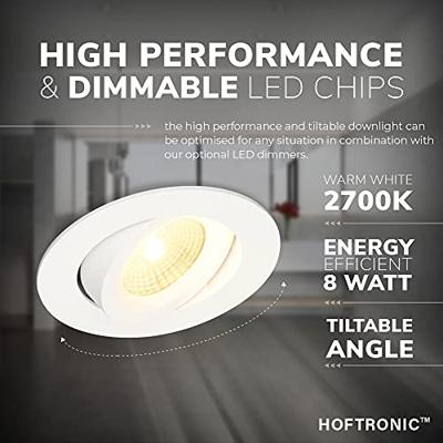 Set van 6 Salerno LED inbouwspots - 8W 650 lumen - 2700K warm wit - Dimbaar - Rond - Kantelbaar - IP44 waterdicht - Wit - Voor binnen, buiten en badkamer Set van 6 Salerno LED inbouwspots - 8W 650 lumen - 2700K warm wit - Dimbaar - Rond - Kantelbaar - IP44 waterdicht - Wit - Voor binnen, buiten en badkamer