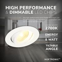 Set van 6 Salerno LED inbouwspots - 8W 650 lumen - 2700K warm wit - Dimbaar - Rond - Kantelbaar - IP44 waterdicht - Wit - Voor binnen, buiten en badkamer - thumbnail