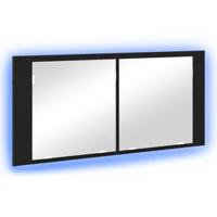 LED Spiegelkast Zwart eiken 100 x 12 x 45 cm Bewerkt hout - thumbnail