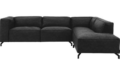 Goossens Bank Calvin grijs, micro leer, 3-zits, modern design met ligelement rechts Goossens Bank Calvin grijs, micro leer, 3-zits, modern design met ligelement rechts