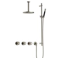 Hotbath Cobber IBSW70 Regendoucheset inbouw - 15cm plafondarm - 20cm ronde hoofddouche - staafhanddouche - glijstang - Geborsteld nikkel IBSW70GN27 - thumbnail