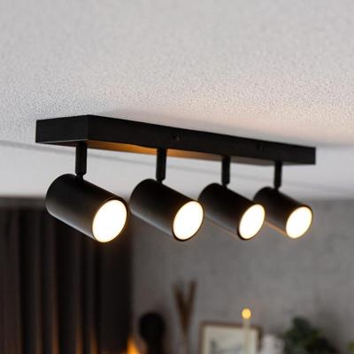 Lark - LED Plafondlamp - 4 spots - Excl. GU10-spots - Kantelbaar & Draaibaar - Dimbaar - IP20-stofdicht - Zwart