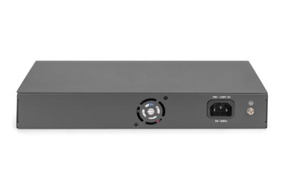 DIGITUS 20-poorts Gigabit Ethernet PoE netwerkswitch - 16x RJ45 PoE + 2x RJ45 + 2x Combi - 19 Inch - 185W PoE budget - 10/100/1000 Mbps