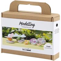 Creativ Company Mini hobbyset boetseren, steen met insect, grijs, lichtroze, licht turquoise, 1 doos - thumbnail