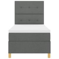 Boxspringbed met matras en LED stof donkergrijs 100x200 cm - thumbnail