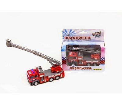 Die-cast brandweerwagen met ladder - 16 cm