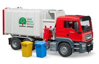bruder MAN TGS vuilniswagen zijlader modelvoertuig