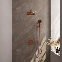 BRAUER Stripe Thermostatische Inbouw Regendouche - 3-weg - rond - 25cm douchekop - rechte muurarm - 3-standen handdouche - doucheslang - geïntegreerde glijstang - koper geborsteld PVD 5-GK-455 - thumbnail