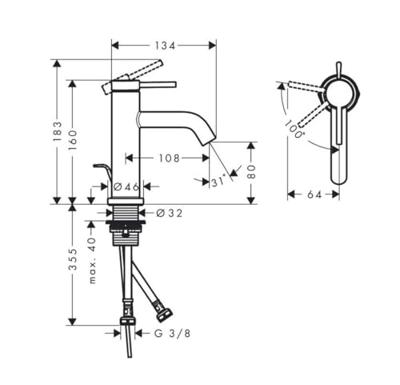 Hansgrohe Tecturis S 80 CoolStart ééngreeps wastafelmengkraan met PopUp trekwaste, mat zwart Hansgrohe Tecturis S 80 CoolStart ééngreeps wastafelmengkraan met PopUp trekwaste, mat zwart