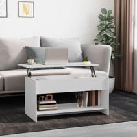 Salontafel 102x50x52,5 cm bewerkt hout wit - thumbnail
