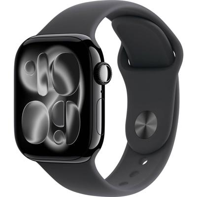 Apple Watch Series 11 GPS - 42 mm - Jet Black aluminium kast - Zwarte sportband - M/L