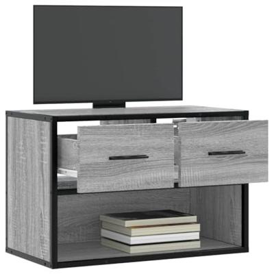 Tv-meubel 60x31x39,5 cm bewerkt hout metaal grijs sonoma eiken