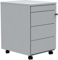 Mobiele ladenblok, 3 laden + pennenlade, aluminium - thumbnail