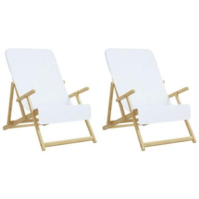 VidaXL Strandhanddoeken 2 st 400 g/m² 60x135 cm stof wit - thumbnail