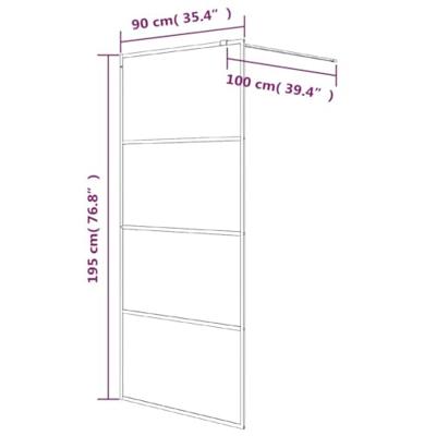 Inloopdouchewand 90x195 cm mat ESG-glas zwart - thumbnail