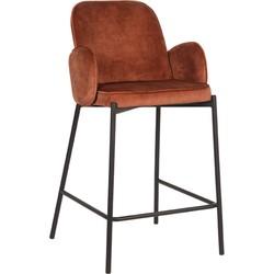 LABEL51 Barkruk 'Jari' Velvet, kleur Roest (zithoogte 65cm)