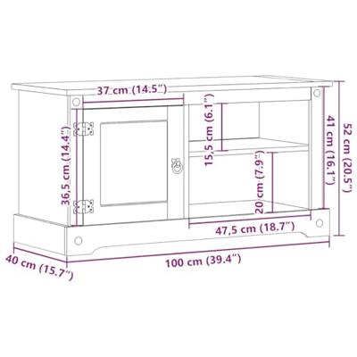 Tv-meubel Corona 100x40x52 cm massief grenenhout Tv-meubel Corona 100x40x52 cm massief grenenhout