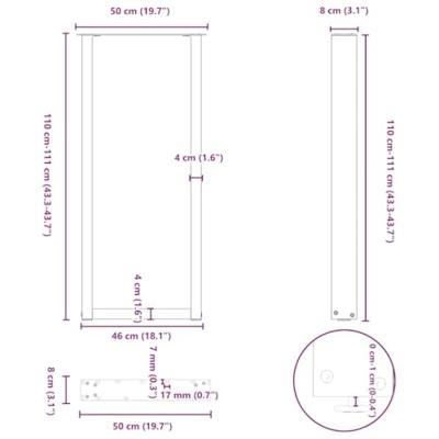 Bartafelpoten 2 st U-vormig 50x(110-111) cm staal naturel