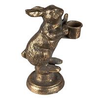 Clayre & Eef Kandelaar Konijn 12x10x30 cm Goudkleurig Ijzer - thumbnail