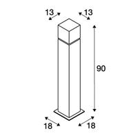 SLV 1000346 SQUARE POLE 90 Staande buitenlamp Energielabel: E (A - G) LED vast ingebouwd 20 W RVS - thumbnail