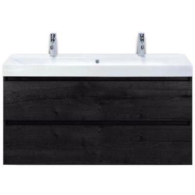 Maxx XL Badmeubelset 120 cm - Black Oak - Wastafel Just Enkel 2 Kraangaten
