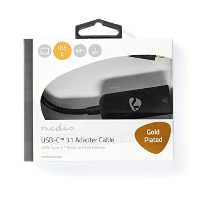 Nedis USB-C-adapterkabel | Type-C Male - RJ45 Female | 1 Gbit | 0,2 m | Antraciet