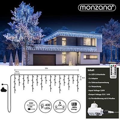 Regenlichtketting Kerstmis 400 LED's 15m met afstandsbediening - thumbnail