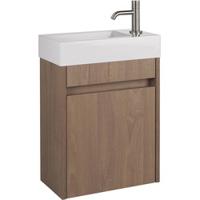 Saqu Florence voorgemonteerd fonteinmeubel in Toffee met mineraalmarmeren fontein rechts - thumbnail