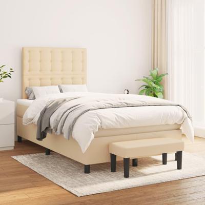 Boxspring met matras stof crèmekleurig 120x200 cm