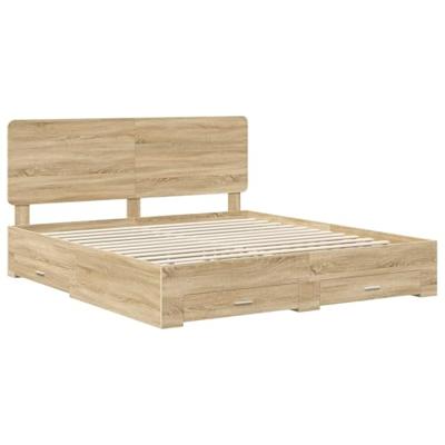 Bedframe met hoofdeinde Sonoma Eiken 180 x 200 cm Bewerkt hout