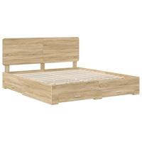 Bedframe met hoofdeinde Sonoma Eiken 200 x 200 cm Bewerkt hout - thumbnail