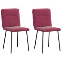 Eetkamerstoelen 2 st fluweel wijnrood - thumbnail