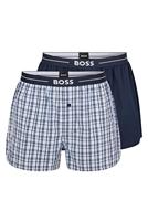 Hugo Boss Boxers wijd 2-pack effen-ruit blauw - thumbnail