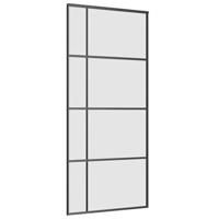 Schuifdeur met beslagset 90x205 cm ESG glas zwart - thumbnail