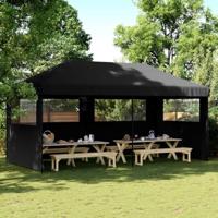 Partytent inklapbaar pop-up met 3 zijwanden zwart - thumbnail