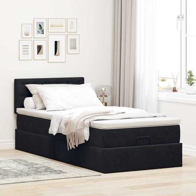 Ottoman bed met matras en LED's 90x200cm fluweel zwart