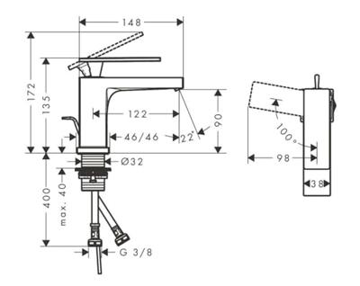 Hansgrohe Tecturis E 80 CoolStart ééngreeps wastafelmengkraan met PopUp trekwaste, mat wit Hansgrohe Tecturis E 80 CoolStart ééngreeps wastafelmengkraan met PopUp trekwaste, mat wit