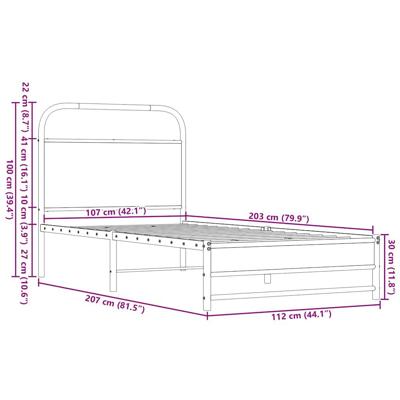 Bedframe zonder matras bewerkt hout bruin eikenkleur 107x203 cm