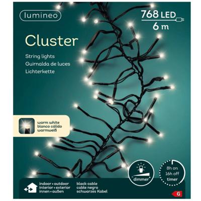 Lumineo led cluster zwarte kabel 6m 768led  warm wit