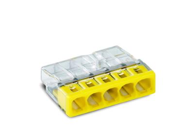 WAGO 2273-205-1 2273 Lasklem Flexibel: - Massief: 0.5-2.5 mm² Aantal polen: 5 1 stuk(s) Transparant, Geel WAGO 2273-205-1 2273 Lasklem Flexibel: - Massief: 0.5-2.5 mm² Aantal polen: 5 1 stuk(s) Transparant, Geel