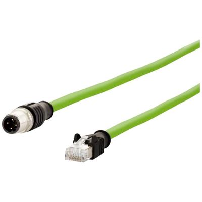 BTR 142M4D15050 M12 Netwerkkabel, patchkabel CAT 5e S/UTP 5.00 m Groen PUR-mantel, Zuurbestendig, Ozonbestendig, UV-bestendig, Geschikt voor sleepketting,