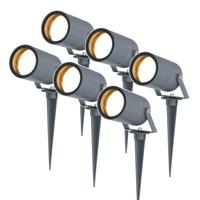 Set van 6 Spikey LED prikspots - GU10 4 Watt 345 Lumen - Dimbaar - Kantelbaar - 4000K neutraal wit - IP64 Waterdicht - Antraciet - Tuinspots - Pinspots - thumbnail