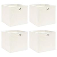 VidaXL Opbergboxen 4 st 32x32x32 cm stof wit - thumbnail